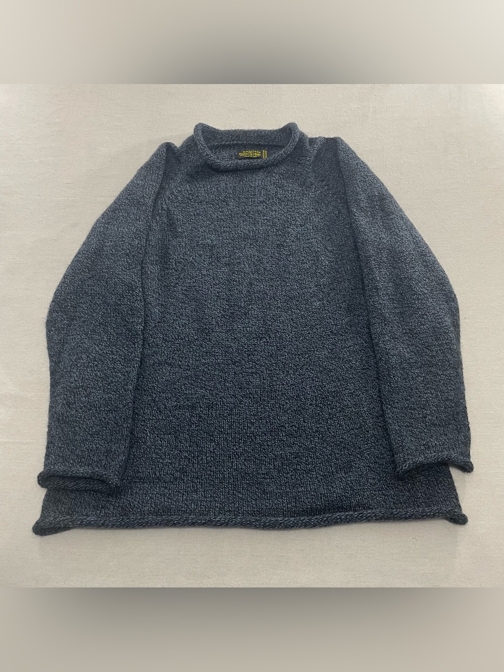 American South Side Alpaca Wool Knit Women L/XL Blue Rollneck Sweater Peru EUC
